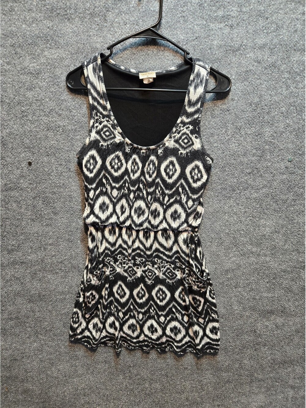 Pretty Good Black White Ikat Geometric Print Sleeveless Tank Dress Size M